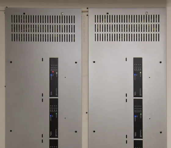 Two enclosed centralized-lighting control panels